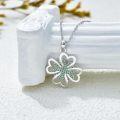 wholesale 925 Sterling Silver Green Crystal Heart Flower Pendant Necklace-0-2