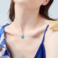 wholesale 14K Gold Blue Topaz Heart Pendant Necklace for Women-0-3