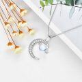 wholesale 925 Sterling Silver Moonstone & Cubic Zirconia Moon Saturn Necklace, Celestial Jewelry Gift for Astronomy Lovers-0-2