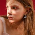 wholesale 925 Sterling Silver Moonstone Peace Sign Drop Dangle Earrings for Women Boho Hippie  Idea-0-4