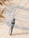 wholesale 925 Sterling Silver Kissing Couple Pendant Necklace-0-1