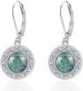 wholesale 925 Sterling Silver Round Celtic Knot Turquoise Drop Dangle Lever Back Earrings for Women-0-0