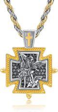 wholesale 925 Sterling Silver Plated Gold Metal Cross St. Michael Archangel Pendant Necklace for Men Christian s-0-0