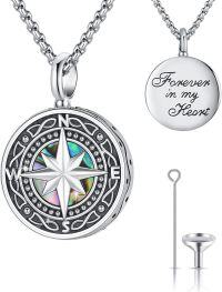 wholesale 925 Sterling Silver Compass Locket Pendant Forever in My Heart - Mountain Jewelry for Women and Men-C-Urn