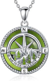 wholesale Sterling Silver Stone Owl Compass Necklace Graduation Gift for Women-A_Compass Peridot
