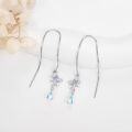 wholesale 925 Sterling Silver Flower Drop Earrings with Opal Stone Pendant  for Women Girls Mother's Day Present-0-3