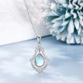 wholesale 925 Sterling Silver Blue Moonstone Teardrop Pendant Necklace for Women-0-2