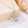 wholesale 925 Sterling Silver Moonstone Horse & Girl Pendant Necklace for Equestrian Lovers-0-2