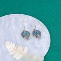 wholesale 925 Sterling Silver & Blue Opal Leaf Earrings – Inverted Teardrop Design, Hypoallergenic, Gift for Her-0-2