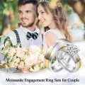 TOUPOP Sterling Silver 10k 14k 18k Moissanite Couples Wedding Band Set, Size 4-14-0-2