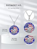 wholesale 925 Sterling Silver Proud to Be an American Eagle & Flag Pendant Necklace-0-1