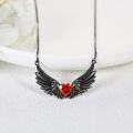wholesale 925 Sterling Silver Black Winged Heart Pendant Necklace for Women Fashion s-0-2
