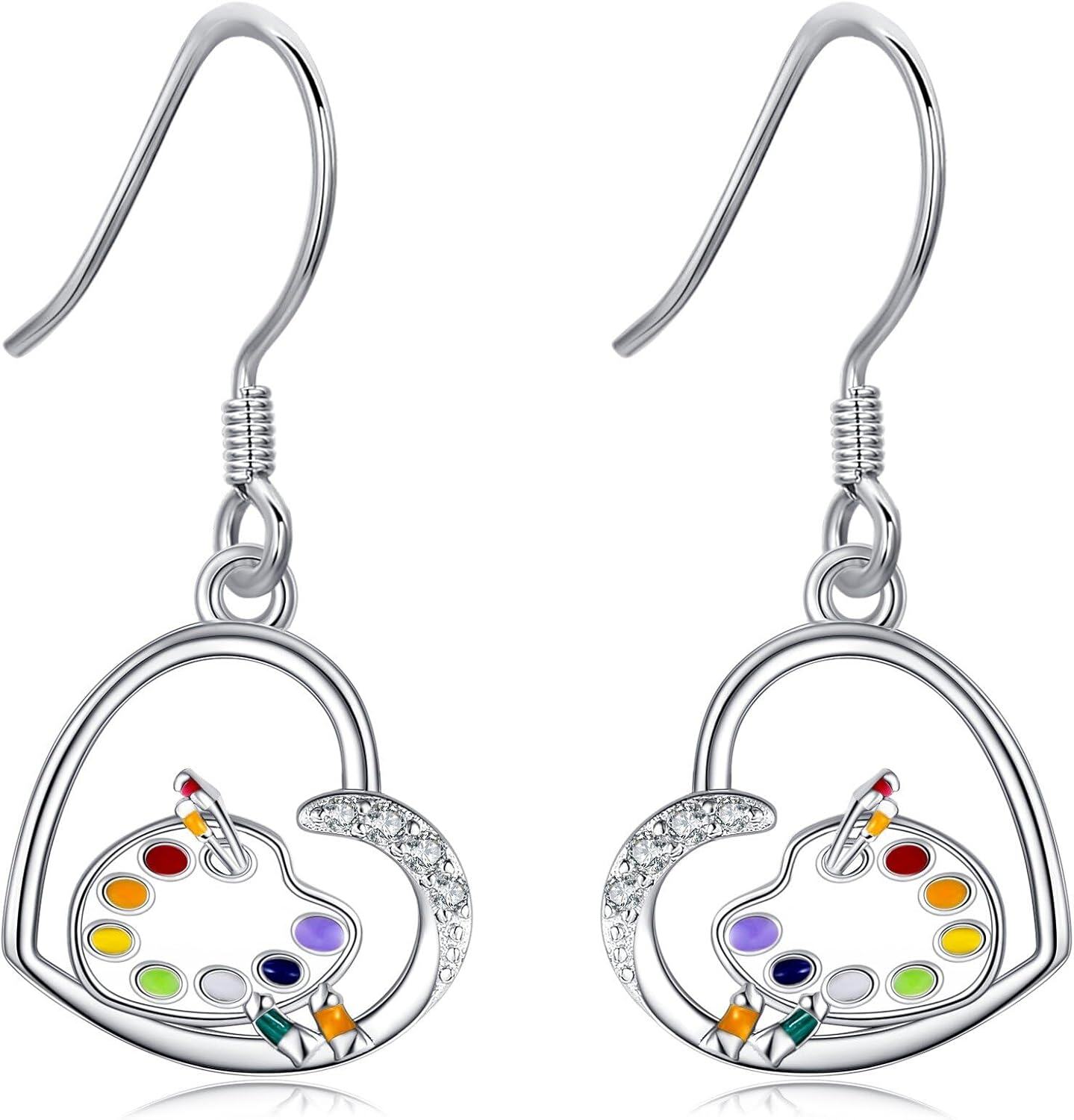 Sterling Silver Animal Earrings Horse Bee Llama Owl Jellyfish Parrot Bunny Duck Penguin Flamingo Paw Print Panda Dolphin Hummingbird for Mom-Artist-Artist