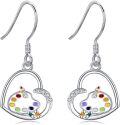 wholesale 925 Sterling Silver Artist Palette Dangle Drop Earrings with Paintbrushes and Colorful Pallette Design Gift for Women Girls Mother's Day Jewelry Accessories-0-0