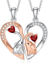wholesale 925 Sterling Silver Elephant & Red Crystal Heart Infinity Pendant Necklace  for Women-Elephant2