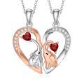 wholesale 925 Sterling Silver Elephant & Red Crystal Heart Infinity Pendant Necklace  for Women-0-0