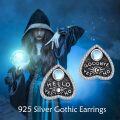 wholesale 925 Sterling Silver Triangle Moonstone Stud Earrings with Hello and Goodbye Design-0-2