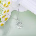 wholesale 925 Sterling Silver Moon & Tree Pendant Necklace with Cubic Zirconia for Women's Gifts-0-2