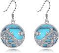 wholesale 925 Sterling Silver & Natural Turquoise Wave Filigree Earrings for Women, 0.7-1.33 Inch-0-0