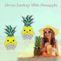 wholesale 925 Sterling Silver Pineapple Stud Earrings with Cubic Zirconia - Cute Tropical Fruit Jewelry for Women (Summer Fruits)-0-4