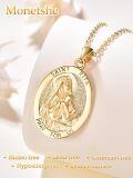 wholesale Gold-Plated 925 Sterling Silver St Rita Medal Necklace with Pray For Us Inscription and 18+2 Chain for Women-0-3