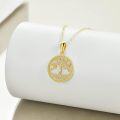 wholesale 14K Solid Tree Of Life Pendant Necklace For Women Grandmother Birthday Gifts 36cm Chain Length-0-2