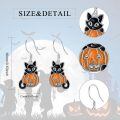 wholesale 925 Sterling Silver Halloween Black Cat Jack-o'-Lantern Drop Earrings-0-1