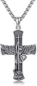 wholesale 925 Sterling Silver Angel Wings & Shield Pendant with Chain for Men-0-0