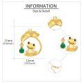 wholesale 14k Gold Cute Frog Lotus Leaf Pendant Necklace With Green Zircon Drop-0-3