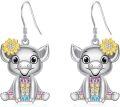 wholesale 925 Sterling Silver Pig Sunflower Drop Earrings-0-0