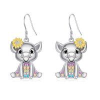 wholesale 925 Sterling Silver Pig Sunflower Drop Earrings-Pig