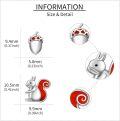 wholesale 925 Sterling Silver Acorn Squirrel Stud Earrings with Red Enamel Accents-0-4