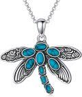 wholesale 925 Sterling Silver Dragonfly Pendant Necklace with Blue Stone for Women Girls Bohemian Style s-0-0