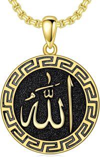 wholesale 925 Sterling Silver Gold-Plated Allah Arabic Pendant - Islamic Jewelry Necklace for Men Women Boys Girls Kids-Gold