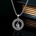 wholesale 925 Sterling Silver Norse Rune Black Obsidian Viking Axe Pendant Necklace-0-1