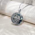wholesale TOUPOP Birth Flower Necklace Floral Pendant Necklaces Dainty Moon Flower Jewelry S925 Sterling Silver With Blue Crystal Birthday Gifts For Women (a-08-august-august) -0-1