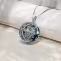TOUPOP Sterling Silver Blue Crystal August Birth Flower Necklace-0-1