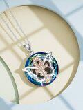wholesale TOUPOP Butterfly Necklace For Women Sterling Silver Rose Gold Ankh Cross Pendant Necklaces With Blue Crystal Butterfly Gifts Jewelry For Her Wife Mom Birthday Valentine's Day -0-4