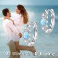 wholesale Sterling Silver Celtic Turquoise Moonstone Rose Quartz Larimar Moss Agate Hoop Earrings-0-1