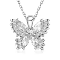 wholesale 925 Sterling Silver Birthstone Butterfly Necklace for Women-04-Apr-Rhinestone