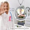 wholesale 925 Sterling Silver Survivor Awareness Ribbon Heart Swarovski Crystal Rose Gold Pendant Necklace-0-5