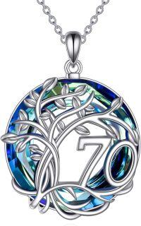 wholesale 925 Sterling Silver Blue Crystal Tree of Life Pendant Necklace for Women and Men-70th