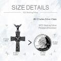 wholesale Black 925 Sterling Silver Celtic Knot Cross Pendant Necklace for Men & Women-0-4