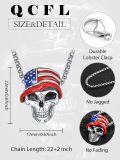 wholesale 925 Sterling Silver American Flag Skull Pendant Necklace for Men Gothic s-0-1