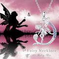 wholesale 925 Sterling Silver Moon Fairy with Crystal Accents Pendant Necklace-0-4