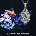 wholesale 925 Sterling Silver Bee Honeycomb Teardrop Pendant With Zirconia-0-5