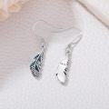 wholesale 925 Sterling Silver Feather Shape Turquoise Stone Western Style Drop Earrings for Women-0-2