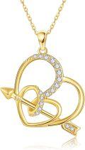 wholesale 14K Gold Arrow Through the Heart Pendant Necklace - Valentines Day Gifts for Her-0-0