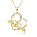 wholesale Cubic Zirconia Gold Plated Cupid Arrow Double Heart Pendant Necklace For Women-0-0