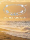 wholesale 925 Sterling Silver Evil Eye Shell Ocean Wave Charm Ankle Anklet-0-4